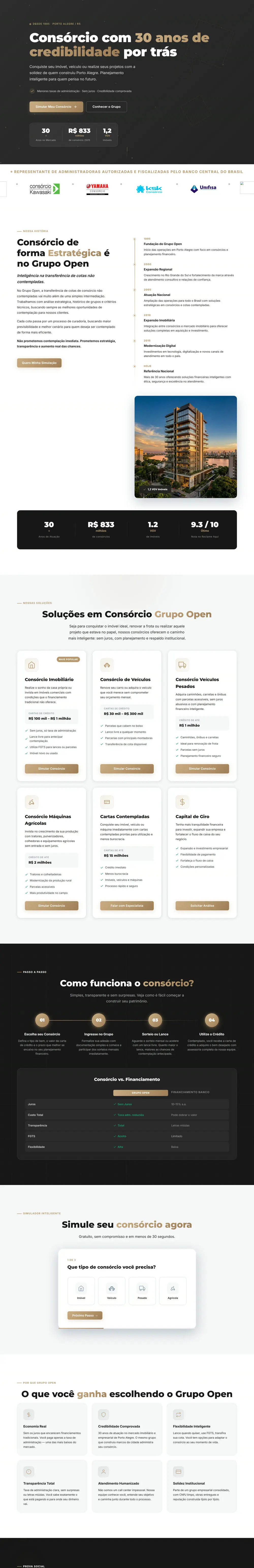 Página inicial do site do Grupo Open